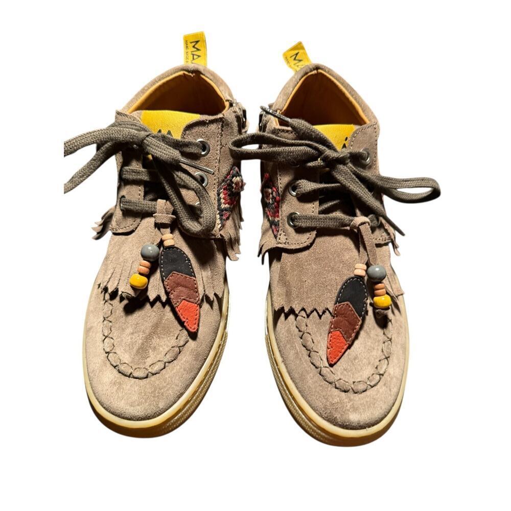 MAÁ Kids Suede Moccasin Sneakers Fringe Beaded Leather Shoes Size 36 / US 4–4.5 - Picture 2 of 14